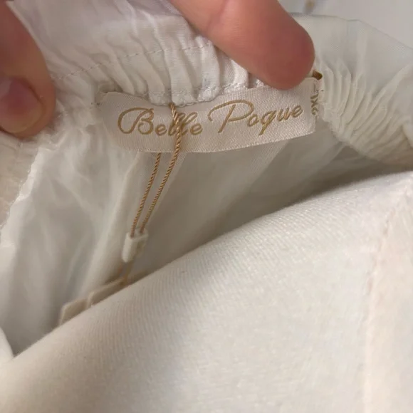 Belle Pogue White Smocked Waist Peasant Blouse Bell Sleeve Festival Top Sz 2XL - Picture 11 of 13